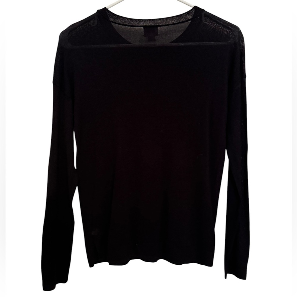 Women’s—A New Day Black Long Sleeve Round Neck Semi Sheer Shirt. Size X-Small. - Picture 4 of 8